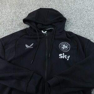 Ireland Soccer Jacket Mens M Black Castore Full Zip Hoodie Futbol Football Sky